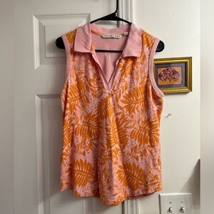 Tommy Hilfiger Y2K tank polo- size XL pink and orange golf polo
